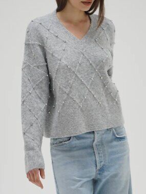NWT Noma Rhinestone Sweater Silver Grey | LNA | Sz XL